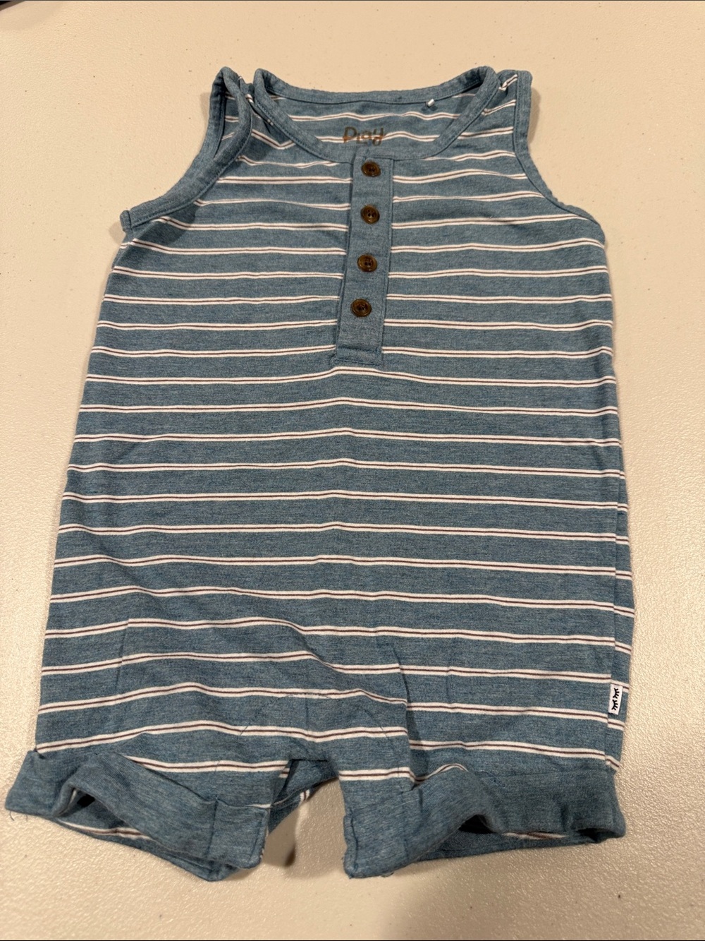 Striped Blue Tank Romper for Kids
